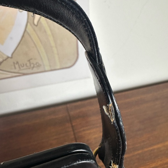 Vintage 1950’s Mid Century Calfskin Leather Made in France Wrist Purse Handbag - Picture 7 of 12